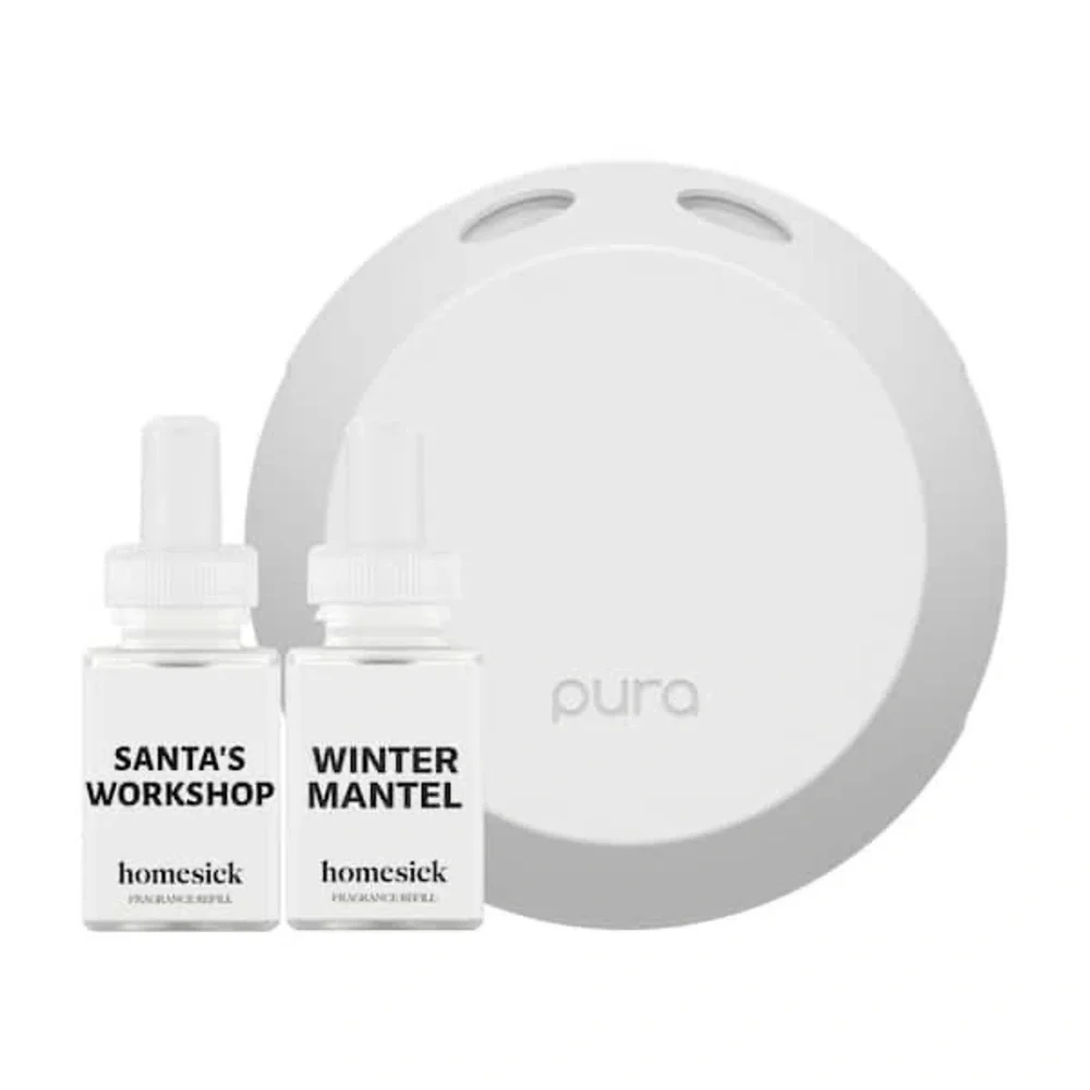 PURA 4 X HOMESICK Smart Fragrance Diffuser with Santa's Workshop & Winter Mantel
